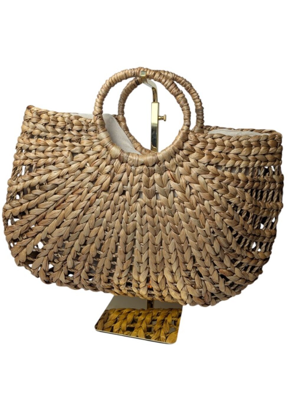 NWOT Straw Studios Handmade Woven Tote Round Handles